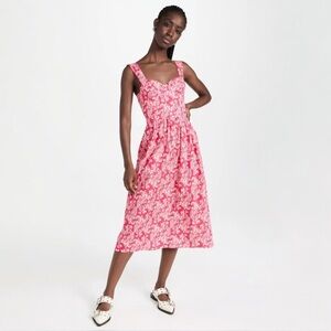 The Lulo Project Antoinette‎ Poplin Midi Dress XS Pink Paisley Sweetheart NWT